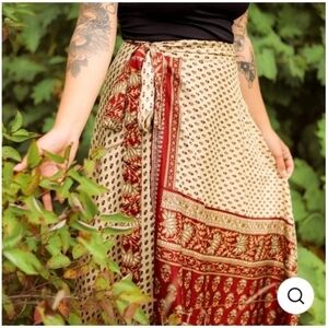 Do Darn Good Sari SILK Wrap Skirt Size Ankle XL